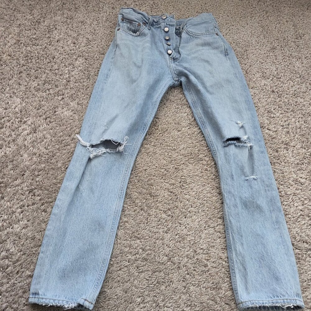 Agolde Jeans Women 27 Jamie High Rise Classic Shakedown Distressed Denim